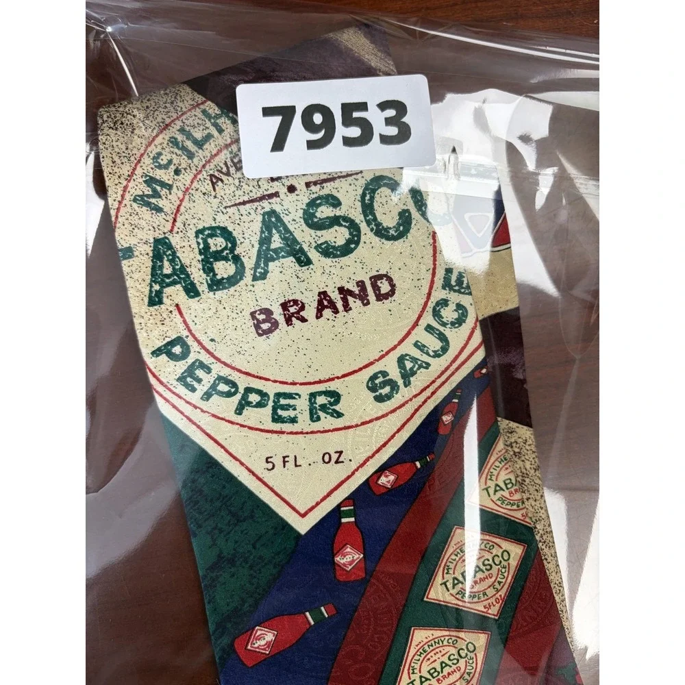 Tabasco Tie Mens Multicolor Hot Sauce Chili Peppers Silk Necktie USA Novelty‎